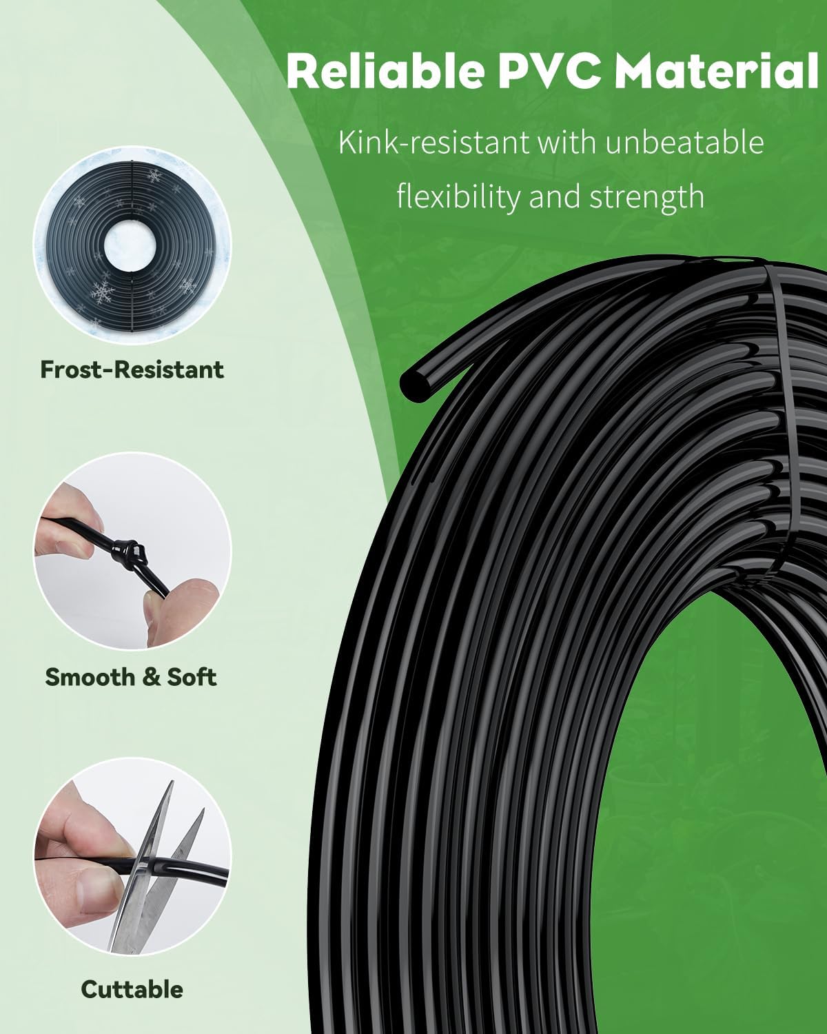 Pawfly 25 ft. Drip Irrigation Tubing, 1/4 Inch Blank Distribution Tubing for Drip Irrigation System, PVC Drip Irrigation Line Hose Roll, Drip Irrigation Part for Garden Watering, Black